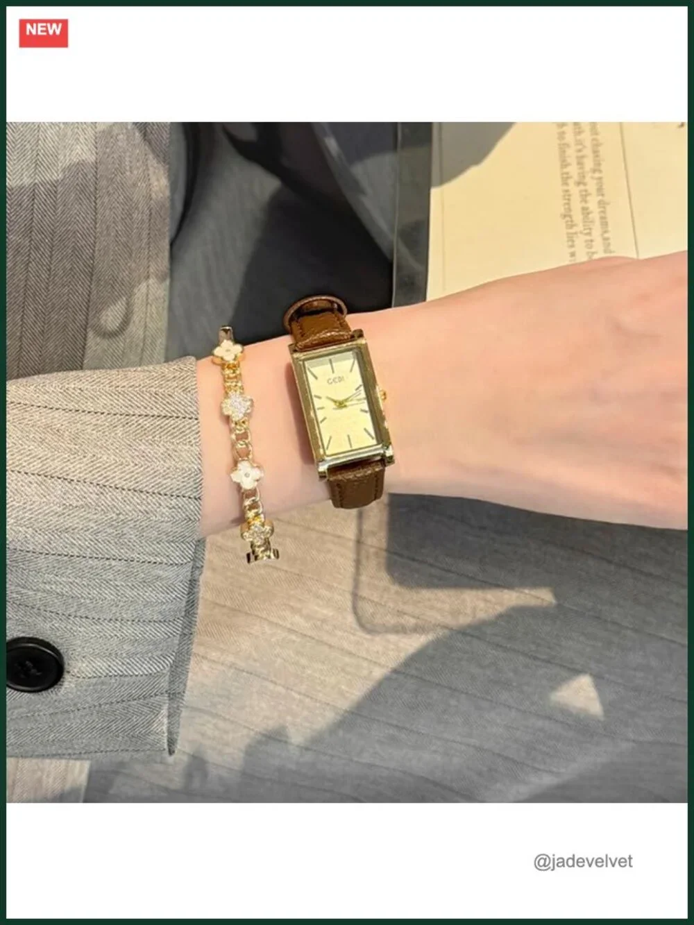 Women's Rectangle Watches Leather Strap Quartz Dress Vintage Analog Wrist Watch